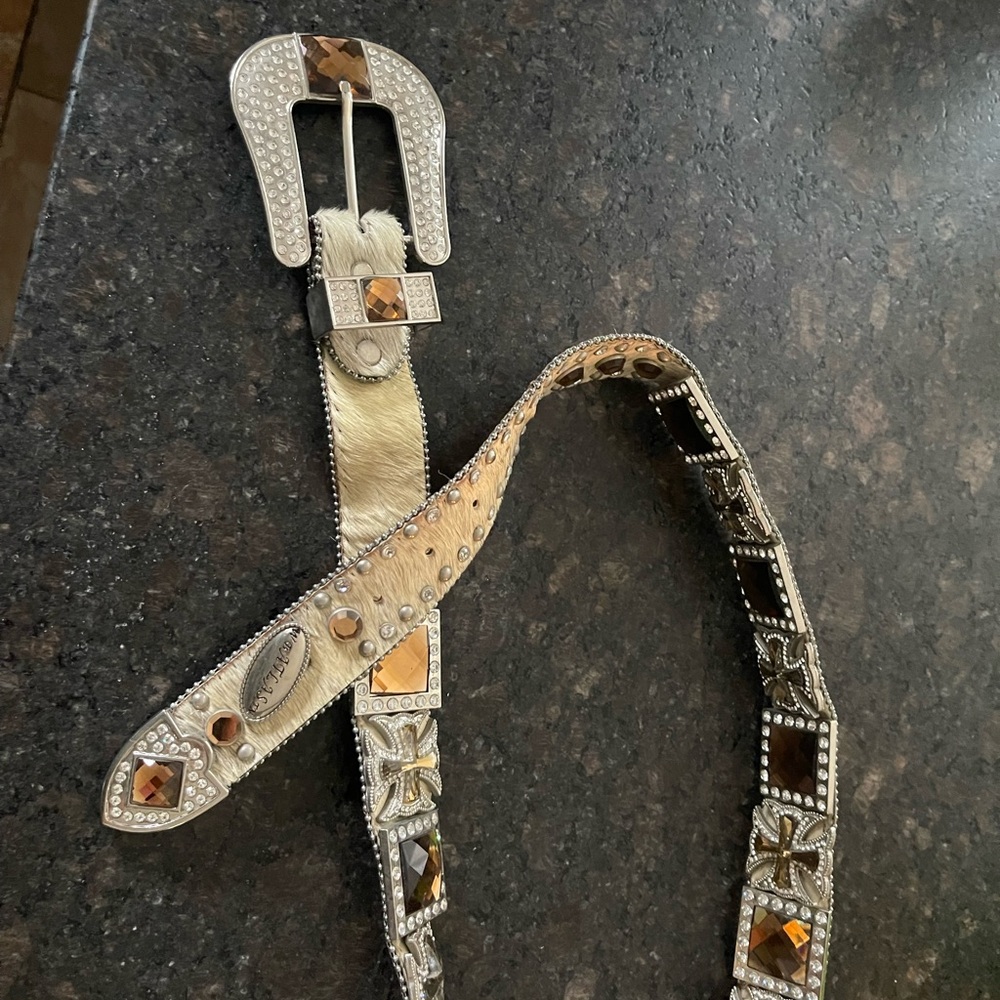 Studded Silver and Brown Women's Belt